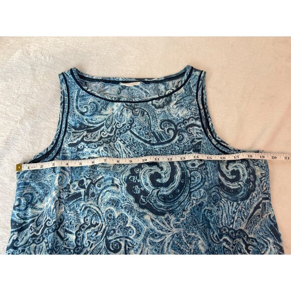 J. Jill Love Linen Paisley Sleeveless Sun Dress Pockets Blue Tunic 100% Linen - Picture 5 of 5